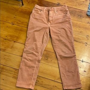Madewell classic straight pink corduroy pants.